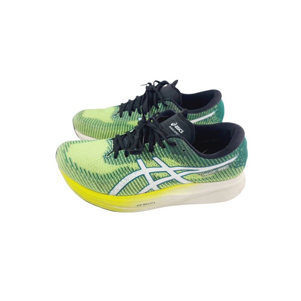 Asics Athletic Running Shoes Men's, Size 9.5 Green/Yellow Color.